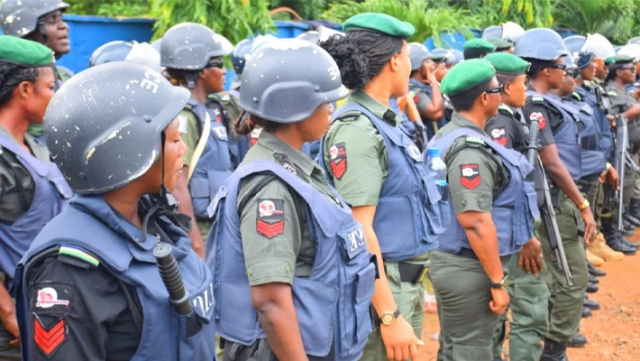 Armed policewomen